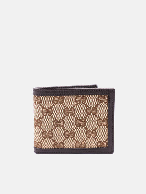 Gucci Men's Wallet Gg Canvas & Leather Bi Fold Wallet Beige/Brown