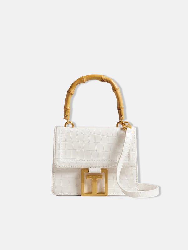 Ted Baker Aalicce Imitation Croc Bamboo Handle Bag - Ivory