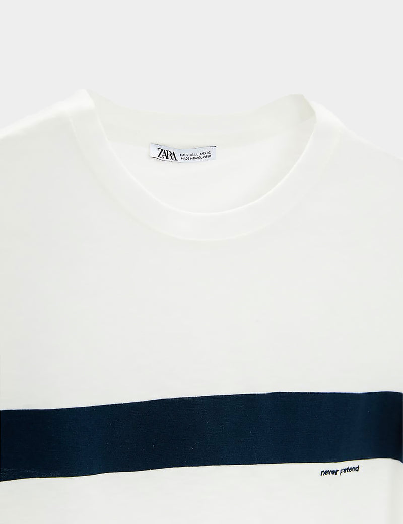 Zara T-Shirt With Embroidered Band - White