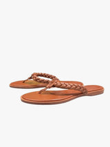 Tory Burch Braided Benton Thong Flat Sandal - Burnt Couio