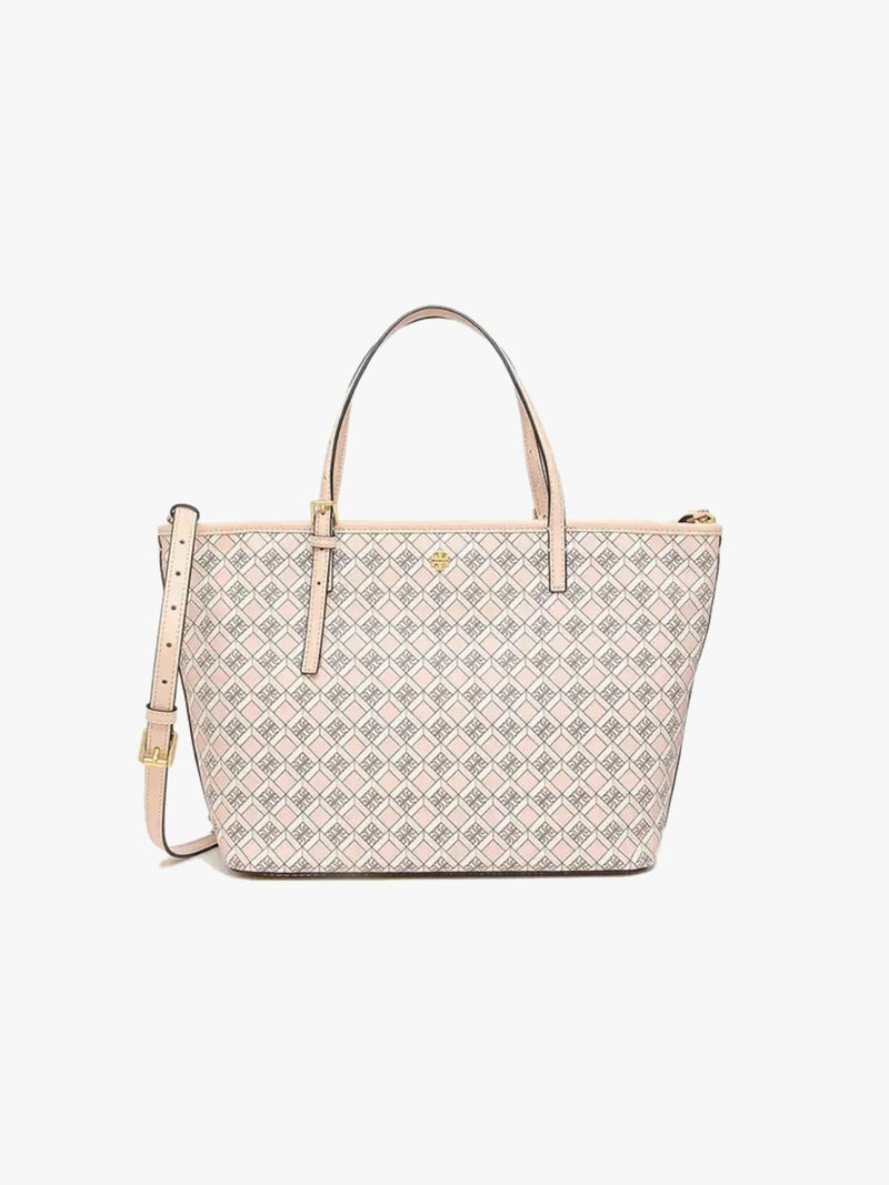 Tory Burch Geo Logo Mini Zip Tote Bag - Dusted Blush / Multi