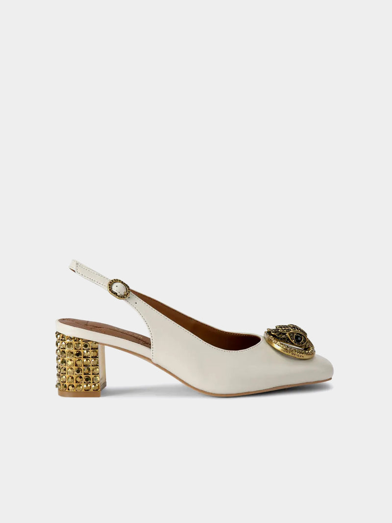 Kurt Geiger London Chelsea Block Sling Back Heel - Bone