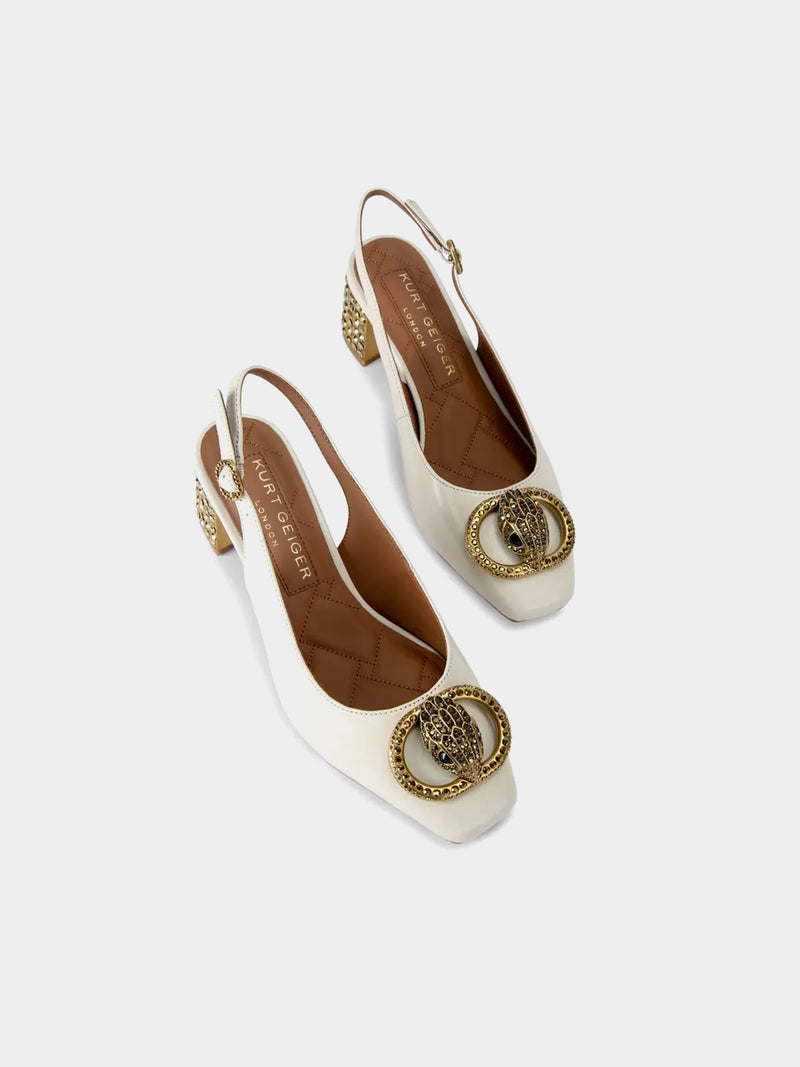 Kurt Geiger London Chelsea Block Sling Back Heel - Bone
