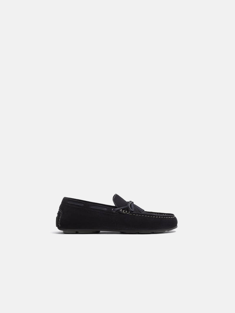 Zara Leather Driving Loafers - Dark Blue