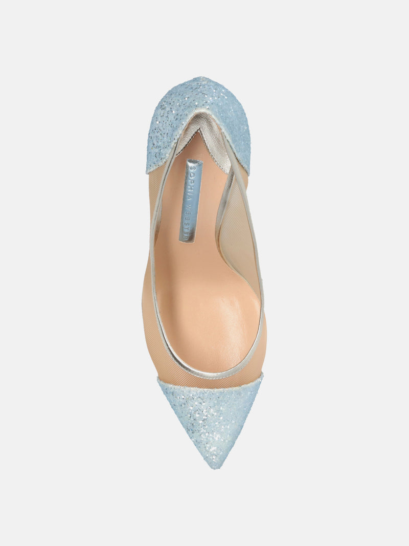 Sophia Webster Jasmine Crystal Mid Pumps - Ice Blue Glitter & Mesh