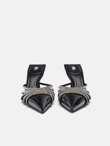 Zara Heeled Mules With Rhinestone - Black