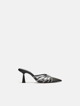 Zara Heeled Mules With Rhinestone - Black