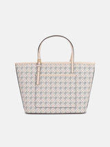 Tory Burch Geo Logo Top Zip Tote Bag - Dusted Blush / Multi