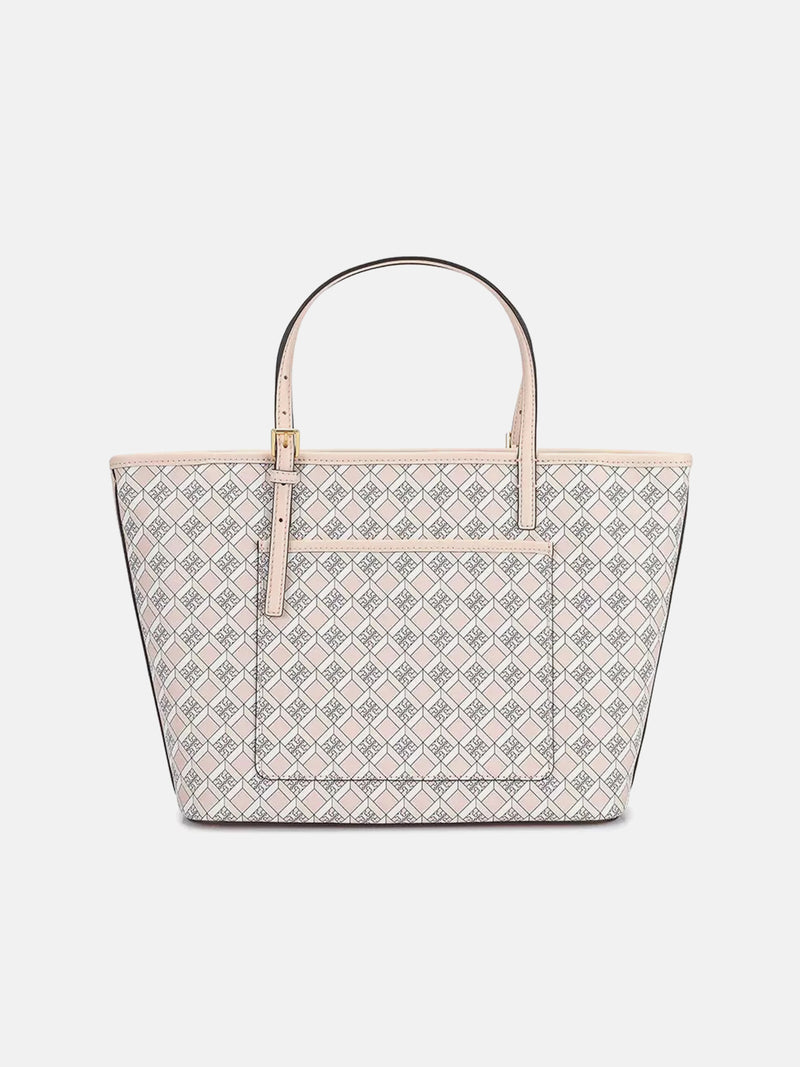 Tory Burch Geo Logo Top Zip Tote Bag - Dusted Blush / Multi