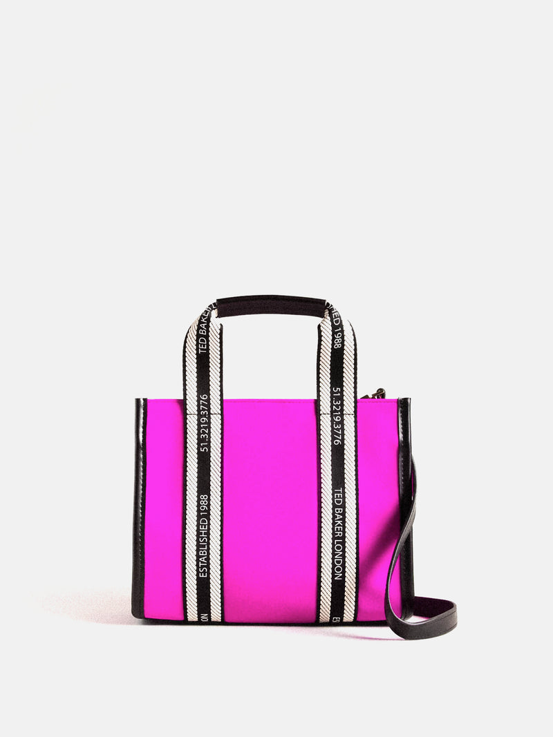 Ted Baker Georjea Branded Webbing Canvas Small Tote - Bright Pink