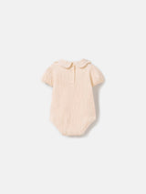 Zara Textured Bodysuit With Embroidery - Light Pink