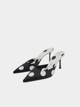 Zara Polka Dot Satin-Effect Slingback High Heels - Multicoloured