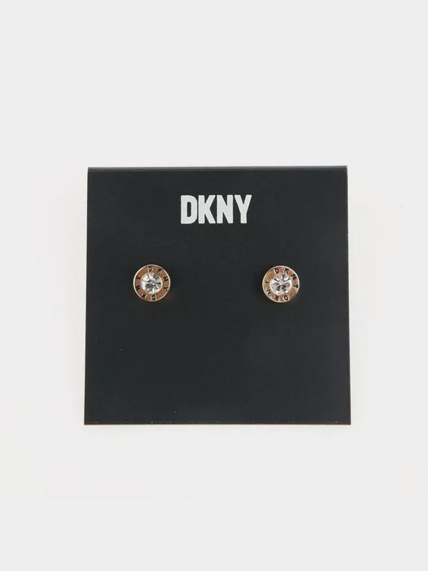 DKNY Logo Stone Stud Earrings