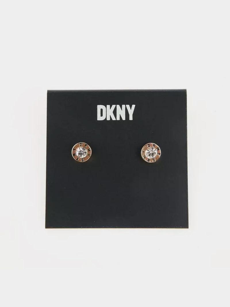 DKNY Logo Stone Stud Earrings