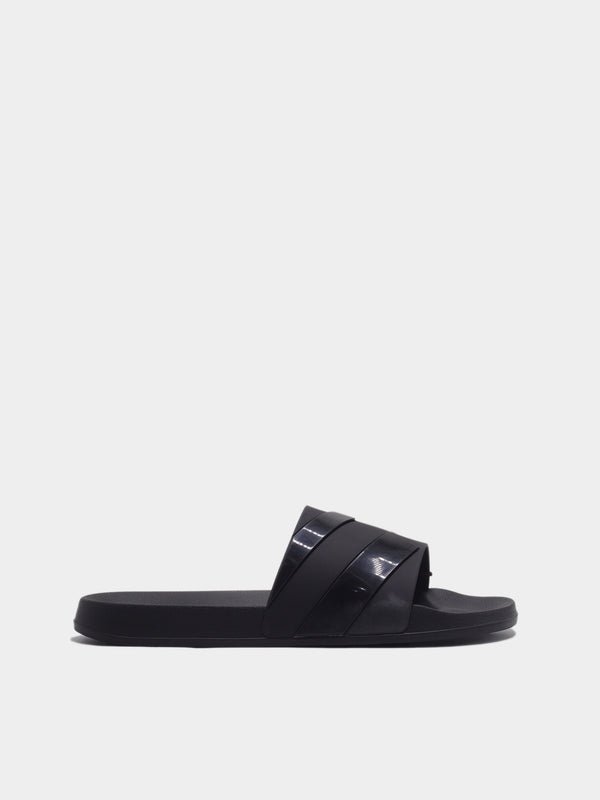 Zara Mono Strap Slides - Black / White