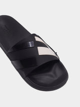Zara Mono Strap Slides - Black / White