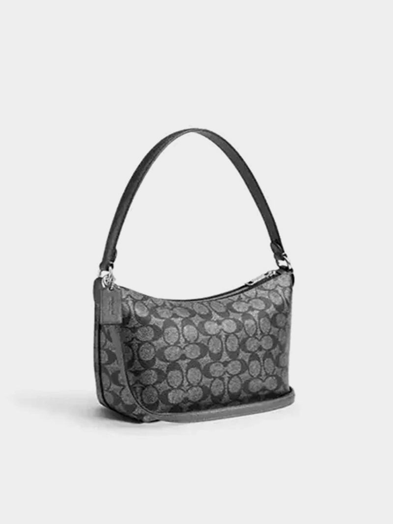 Coach Zip Top Shoulder Bag In Signature Canvas - Silver / Gunmetal Multi