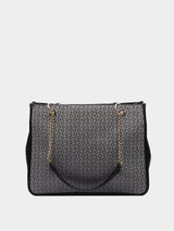 Guess Logo Print Tote Bag - Black & Grey with Gold-Tone Hardware