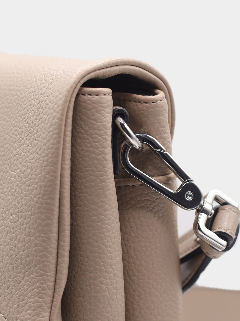 Calvin Klein Pebbled Leather Flap Shoulder Bag - Taupe