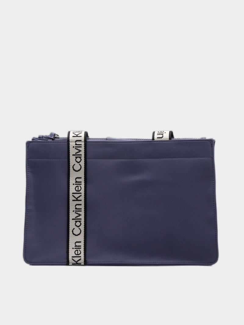 Calvin Klein Logo Strap Nylon Tote - Slate Blue