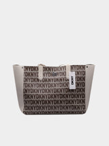 DKNY Logo Print Tote Bag - Off-White & Brown