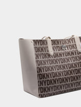 DKNY Logo Print Tote Bag - Off-White & Brown