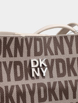 DKNY Logo Print Tote Bag - Off-White & Brown