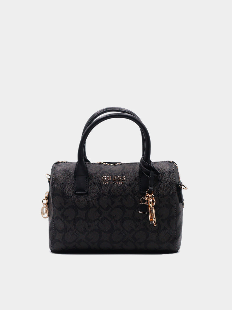 Guess Signature Monogram Boston Bag - Black / Grey