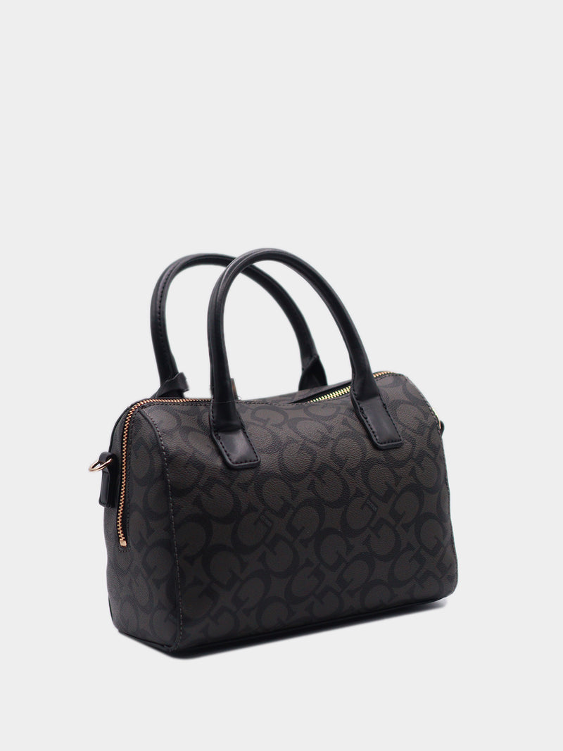 Guess Signature Monogram Boston Bag - Black / Grey