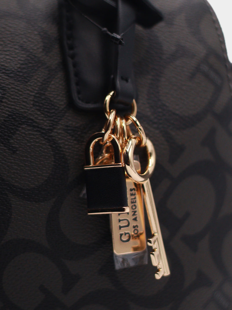 Guess Signature Monogram Boston Bag - Black / Grey