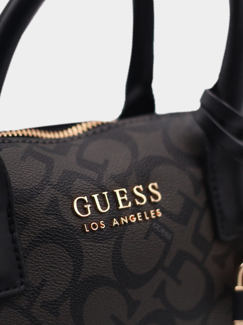 Guess Signature Monogram Boston Bag - Black / Grey