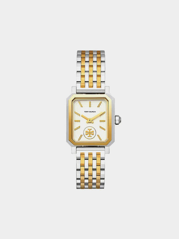 Tory Burch Robinson Watch, Two-Tone Gold/Stainless Steel/Cream