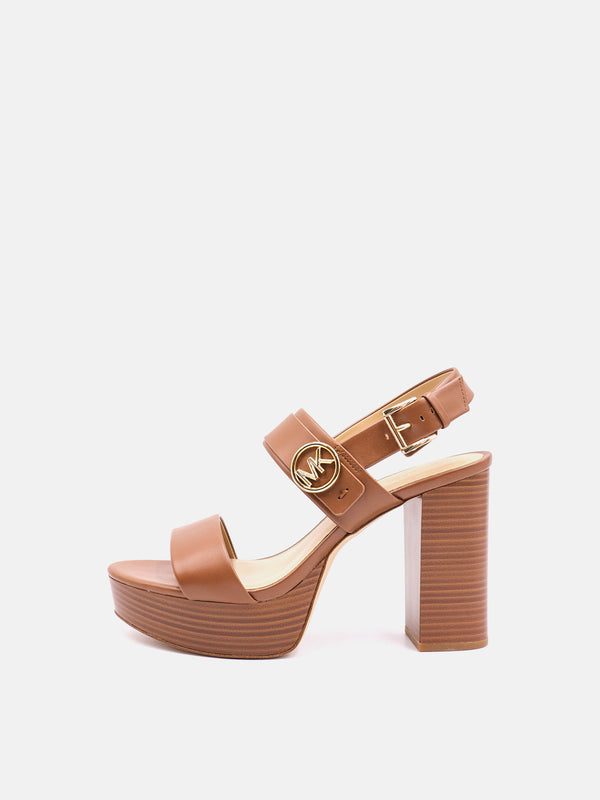 Michael Kors Carmen Faux Leather Platform Block Heels - Brown