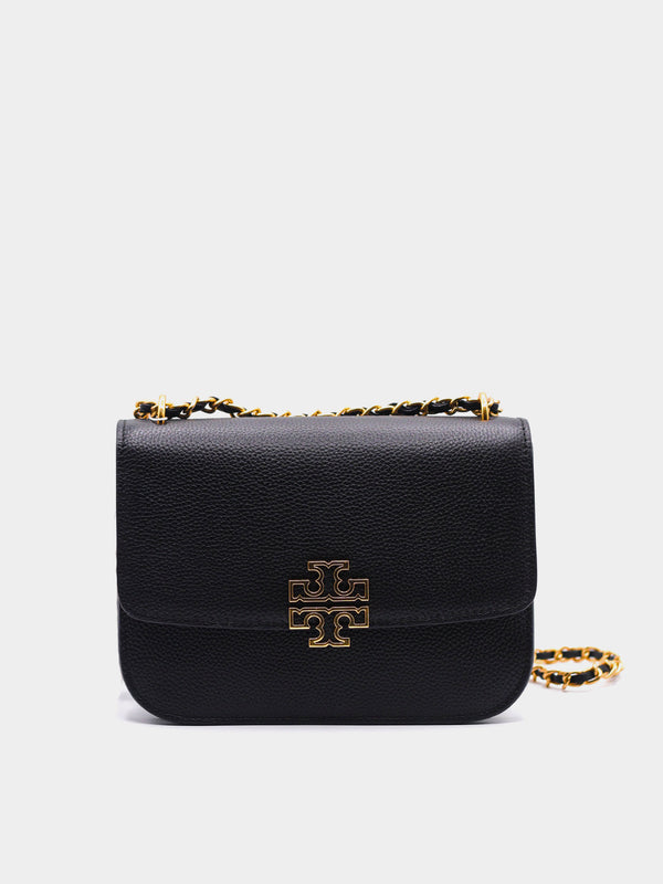 Tory Burch Eleanor Small Convertible Shoulder Bag - Black Textured Leather