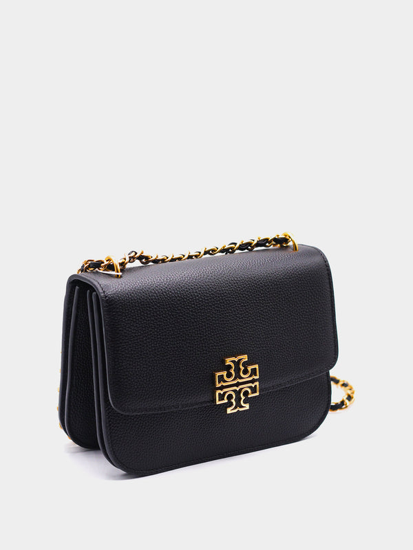 Tory Burch Eleanor Small Convertible Shoulder Bag - Black Textured Leather