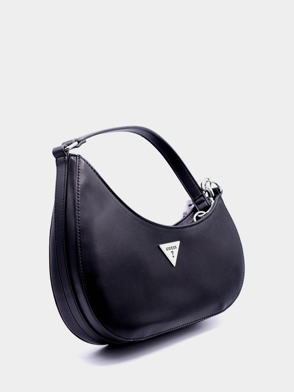 Guess Faux Leather Crescent Hobo Bag - Black
