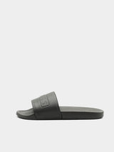 Guess Embossed Logo Slider Sandals - Olive Green