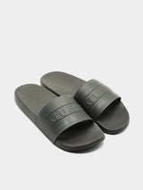 Guess Embossed Logo Slider Sandals - Olive Green