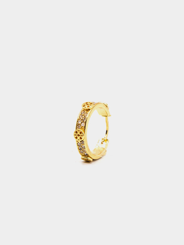 Tory Burch Miller Pavé Logo Huggie Hoop Earrings - Gold