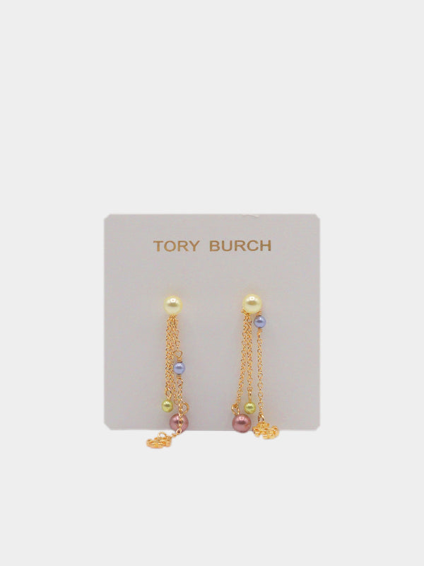 Tory Burch Multicolor Pearl Chain Drop Earrings - Multi