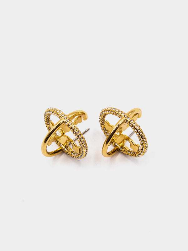 Tory Burch Shimmering Icon Crystal Stud Earrings - Gold