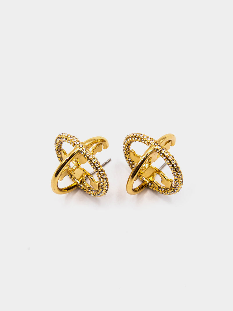 Tory Burch Shimmering Icon Crystal Stud Earrings - Gold