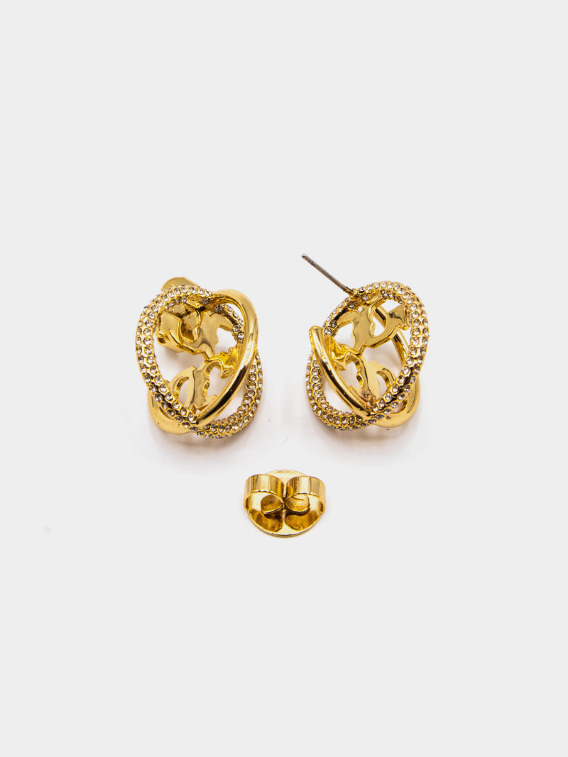 Tory Burch Shimmering Icon Crystal Stud Earrings - Gold