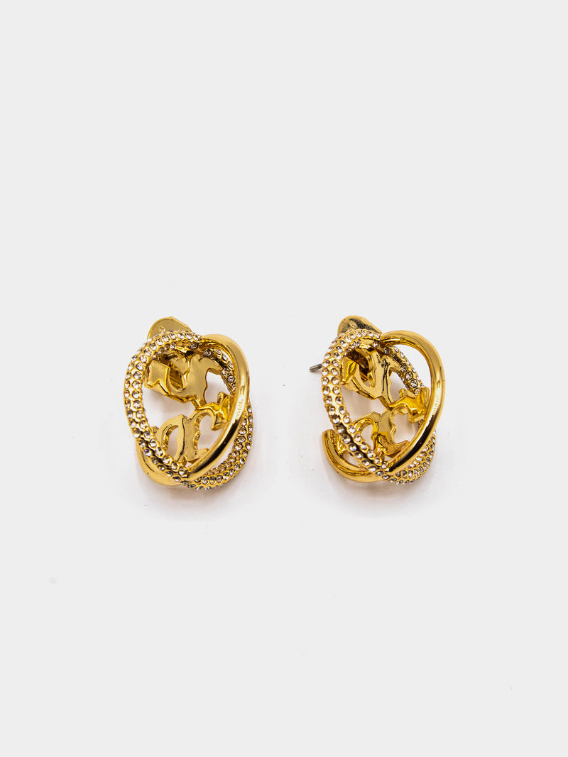 Tory Burch Shimmering Icon Crystal Stud Earrings - Gold