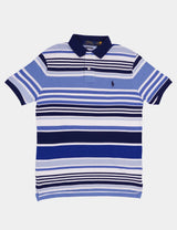 Polo Ralph Lauren Striped Custom Slim Fit Collar T-Shirt - Blue