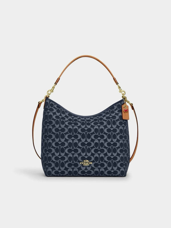 Coach Laurel Large Shoulder Bag In Signature Denim - Blue