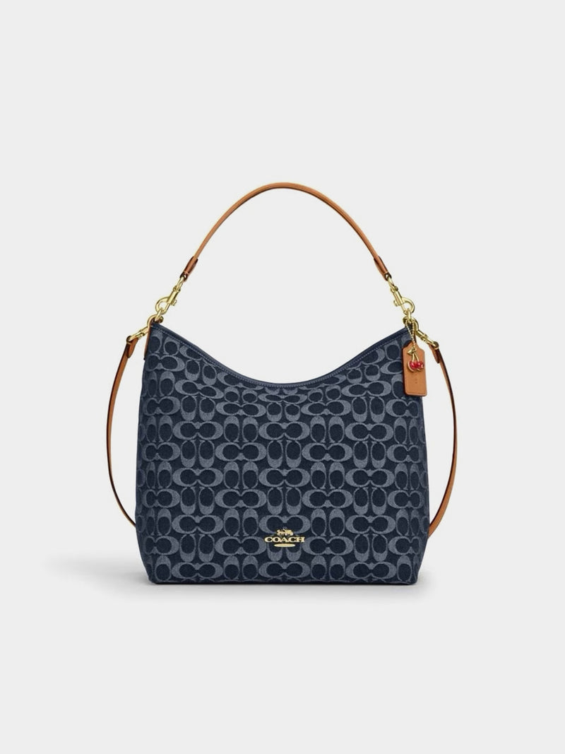 Coach Laurel Large Shoulder Bag In Signature Denim - Blue