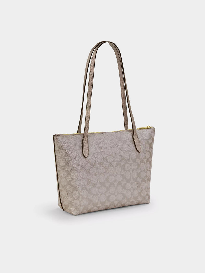 Coach Fiona Zip Tote Bag In Signature Canvas - Im / Champagne Multi