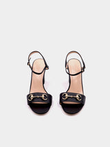 Gucci Black Leather Horsebit Ankle Strap Sandals - Black