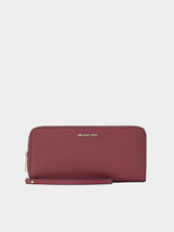 Michael Kors Jet Set Travel Large Pebbled Leather Wristlet - Cherry